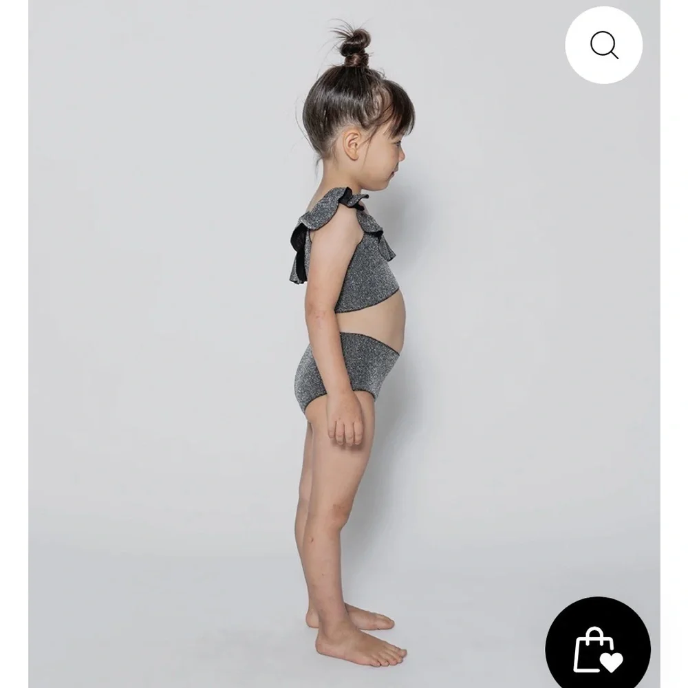 nununu Kids Black and Gray Ruffle Bikini